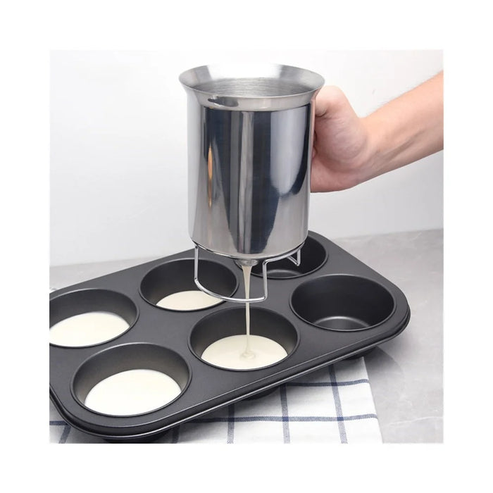 Handheld Stainless Steel Batter Dispenser 900ml Cupcake Batter Funnel Mixing Batter Separator (No FDA) - Siver - 1
