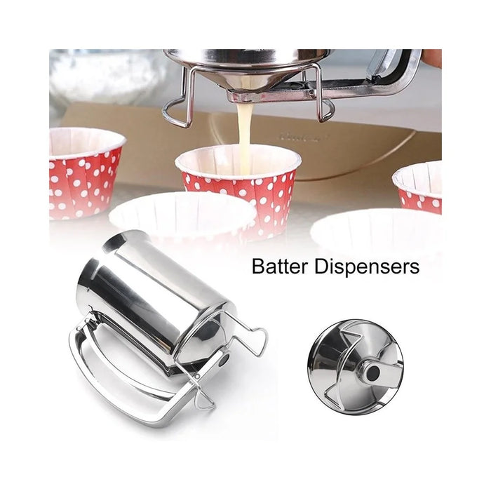 Handheld Stainless Steel Batter Dispenser 900ml Cupcake Batter Funnel Mixing Batter Separator (No FDA) - Siver - 7