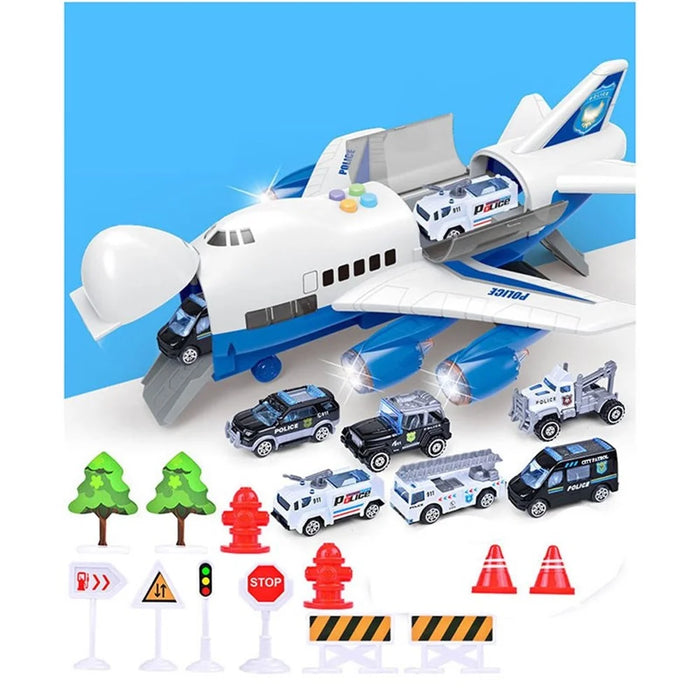 Kids Toy Car Plane Set Alloy Police Engineering Car Model Bus Truck Car Construction Toy - Police Series - 1