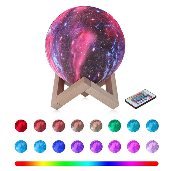 3D LED Night Light Table Desk Moon Lamp 16 Colors Colorful Painting with Remote - Diameter 8cm - 1
