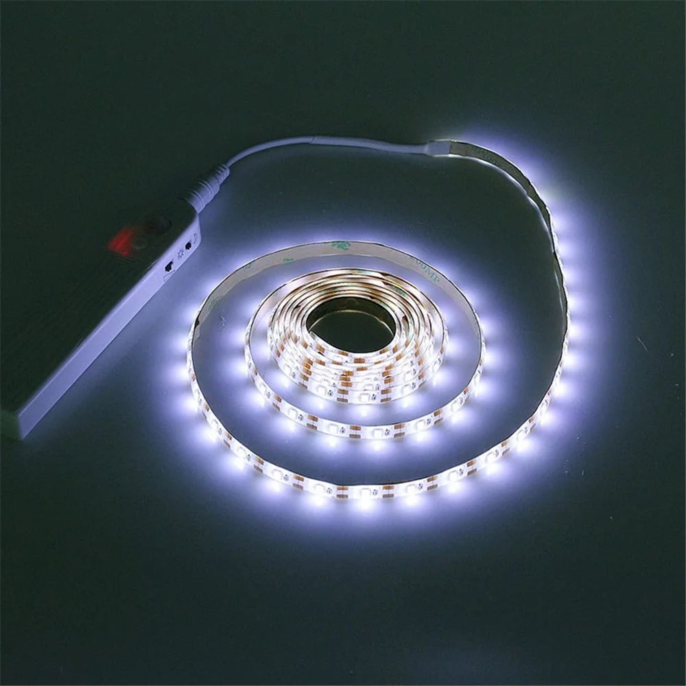 Battery Powered LED Strip Lights Wireless PIR Motion Sensor Wardrobe Closet Lamp - White//0.5 Meter - 1