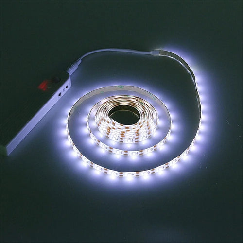 Battery Powered LED Strip Lights Wireless PIR Motion Sensor Wardrobe Closet Lamp - White//0.5 Meter - 1
