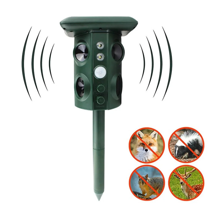 Outdoor Solar Ultrasonic Pest Animal Repeller Repellent Garden for Fox Deer Squirrels Skunk - 1