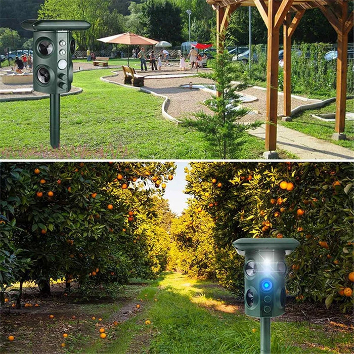 Outdoor Solar Ultrasonic Pest Animal Repeller Repellent Garden for Fox Deer Squirrels Skunk - 5