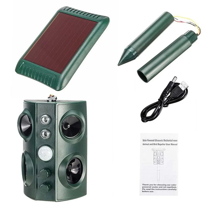 Outdoor Solar Ultrasonic Pest Animal Repeller Repellent Garden for Fox Deer Squirrels Skunk - 7