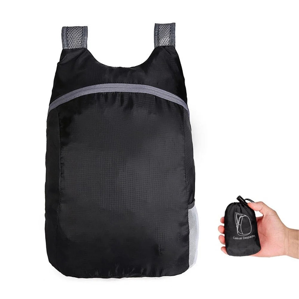 Ultra Light Waterproof Travel Portable Bag Foldable Backpack Outdoor Camping Backpack Unisex - Black - 1