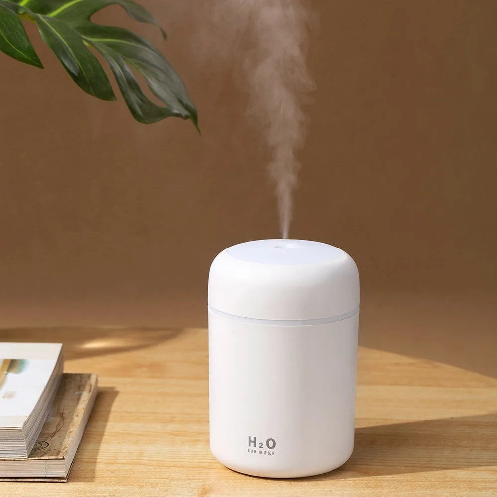 Humidifier USB Ultrasonic Aroma Diffuser Cool Mist Maker Air Purifier with Romantic Light - White - 1