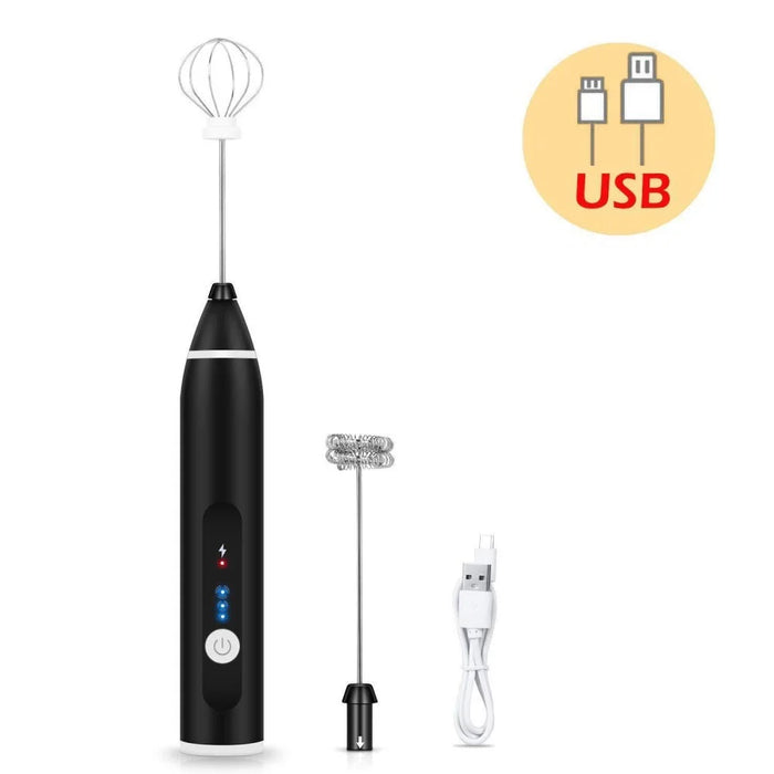 USB Rechargeable Electric Handheld Frother Household Mixer Kitchen Tool - 1
