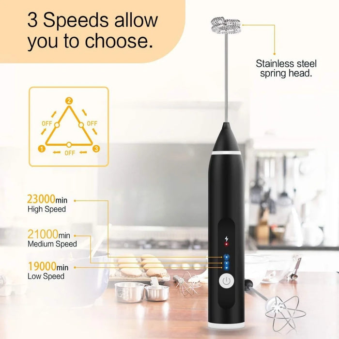USB Rechargeable Electric Handheld Frother Household Mixer Kitchen Tool - 5