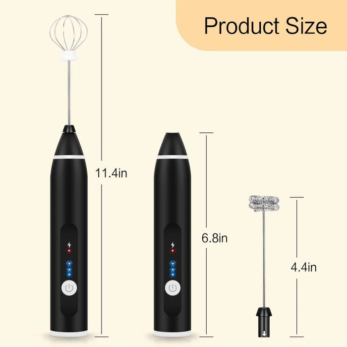 USB Rechargeable Electric Handheld Frother Household Mixer Kitchen Tool - 6