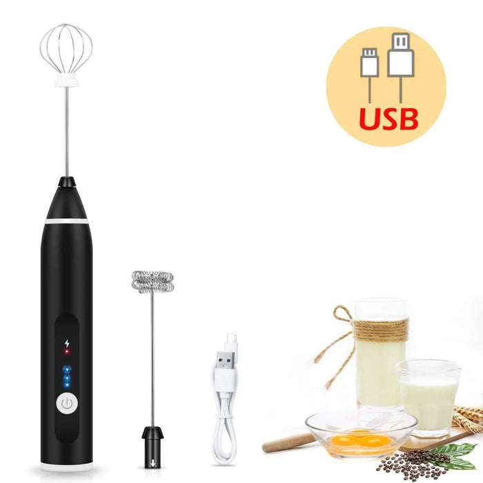 USB Rechargeable Electric Handheld Frother Household Mixer Kitchen Tool - 7