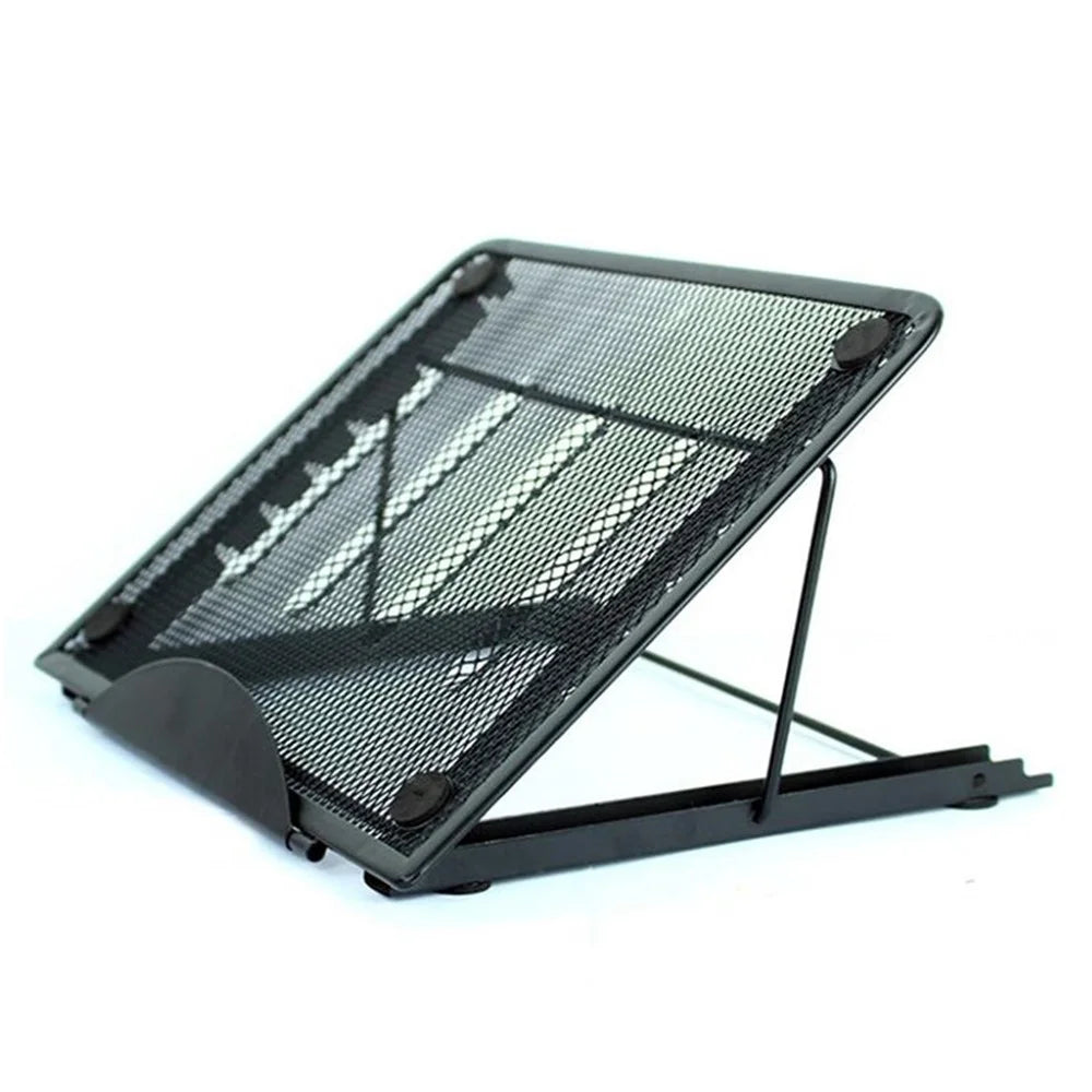 Adjustable Laptop Computer Bracket Mesh Holder Stand Base - Black - 1