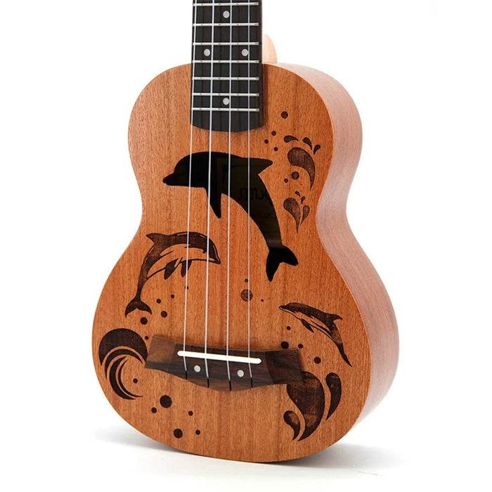 Lovely Mini Sapele Ukulele 4 Strings Educational Musical Concert Instrument Toy Gift for Kids - Dolphin Bay - 1