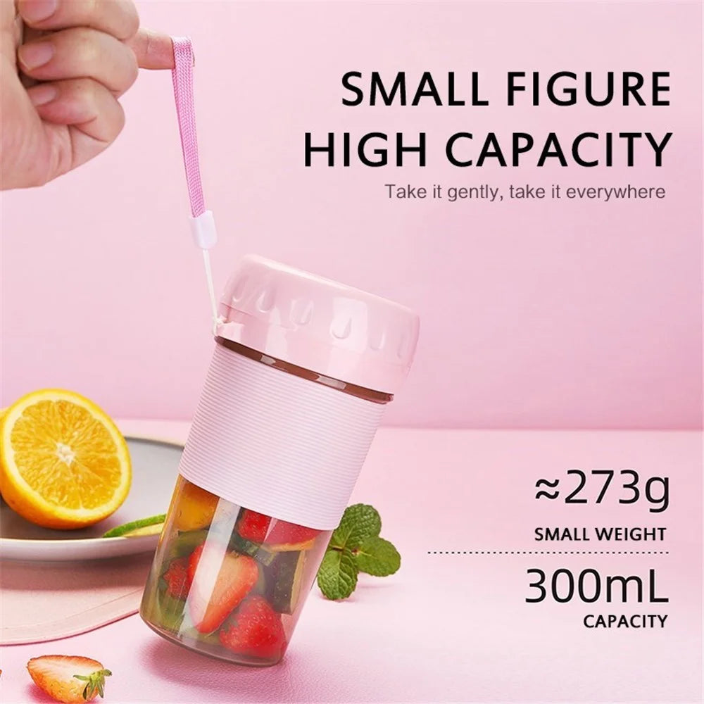 USB Juicer Cup Mini Portable 300ml Fresh Fruit Juice Maker Food Blender - Pink - 2