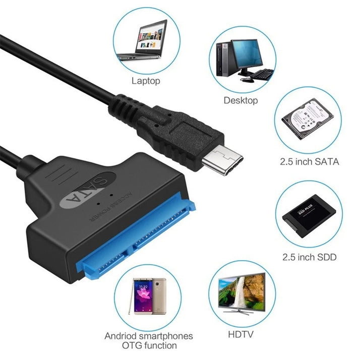 USB 3.1 Type C to SATA HDD SSD 2.5" Hard Drive Adapter Cable 15 - Pin - 5