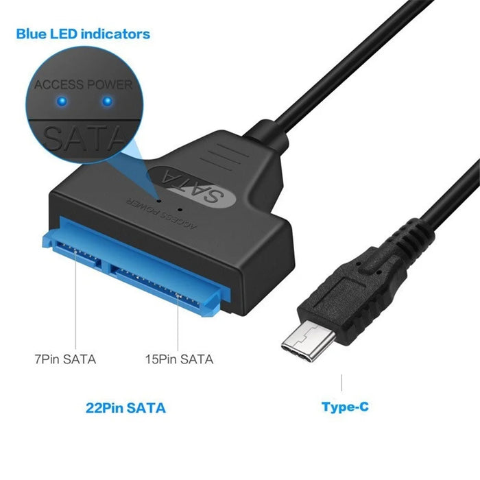 USB 3.1 Type C to SATA HDD SSD 2.5" Hard Drive Adapter Cable 15 - Pin - 6