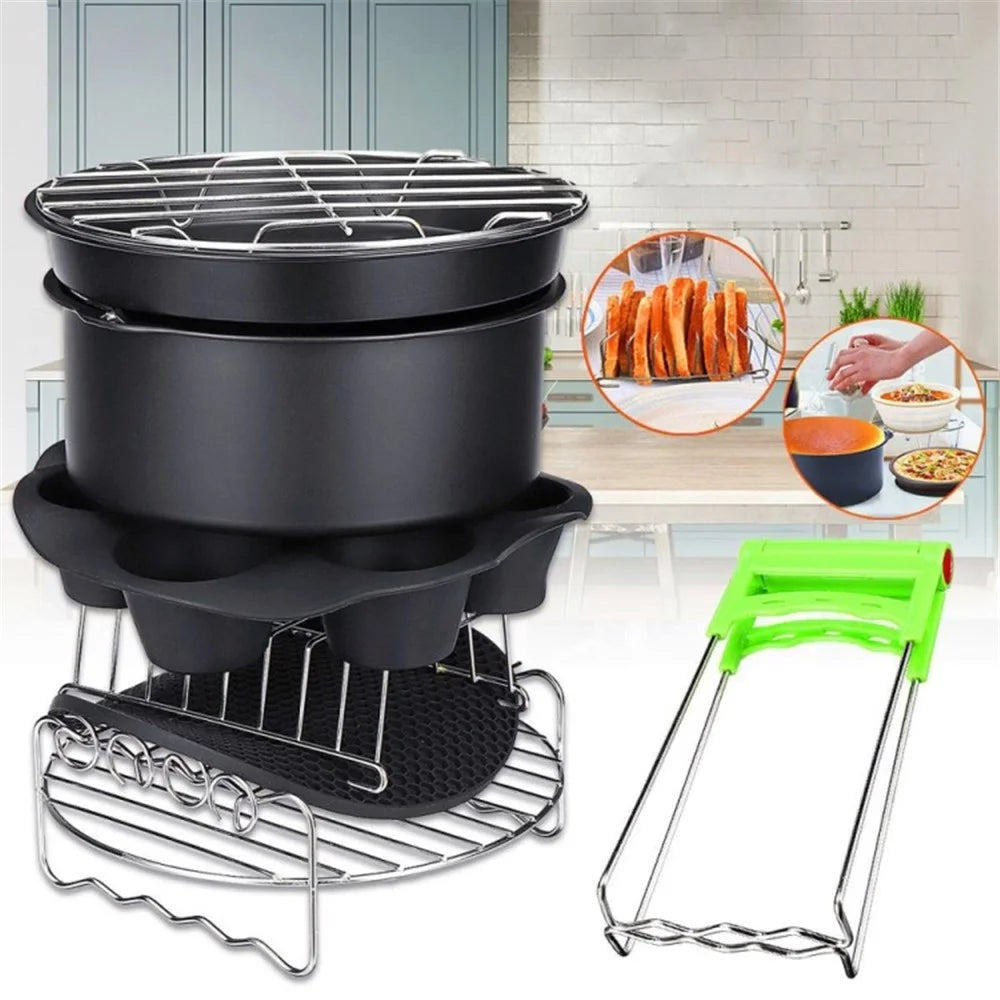 8PCS Air Fryer Accessories Home Kitchen Stainless Steel Multi - purpose Cooking Tool Kits - 1