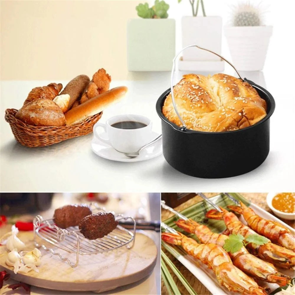 8PCS Air Fryer Accessories Home Kitchen Stainless Steel Multi - purpose Cooking Tool Kits - 3