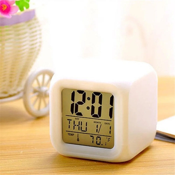 Colorful Night Light Alarm Clock with Temperature Display 7 Color Changing LED - 2