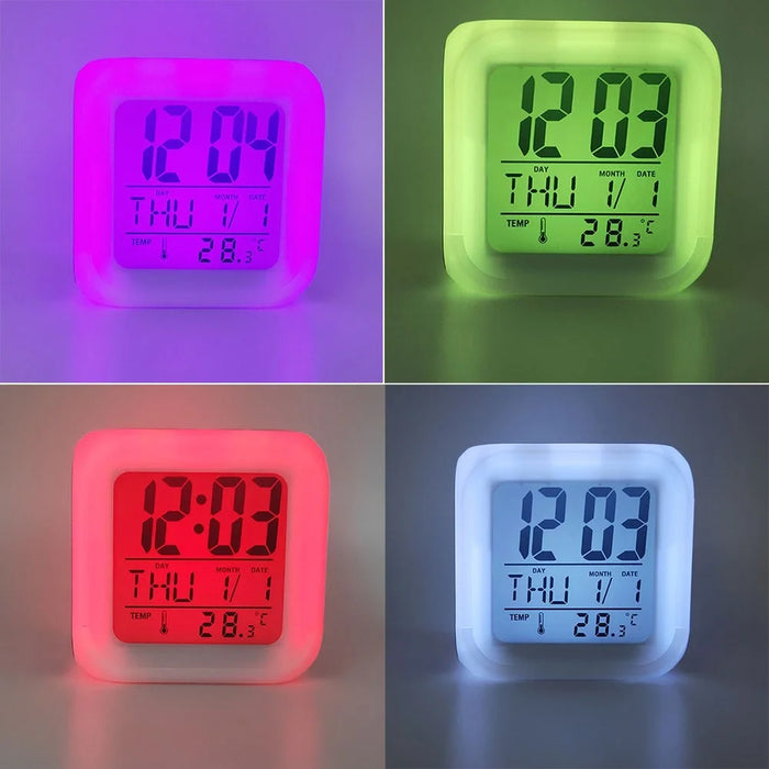 Colorful Night Light Alarm Clock with Temperature Display 7 Color Changing LED - 7