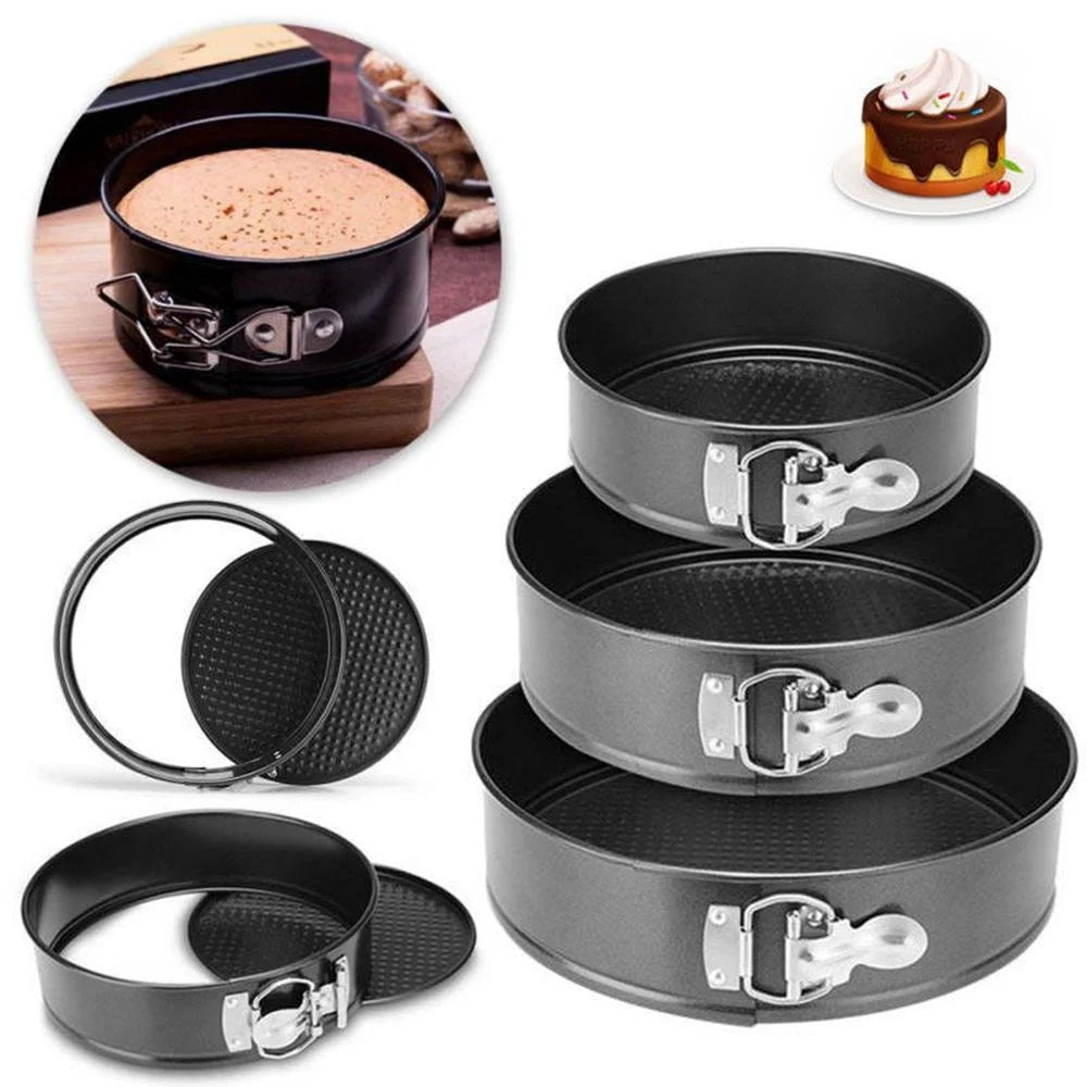 3 Pcs/Set 18/20/22cm Round Non-stick Lock Chiffon Mousse Cake Mold Maker - 1