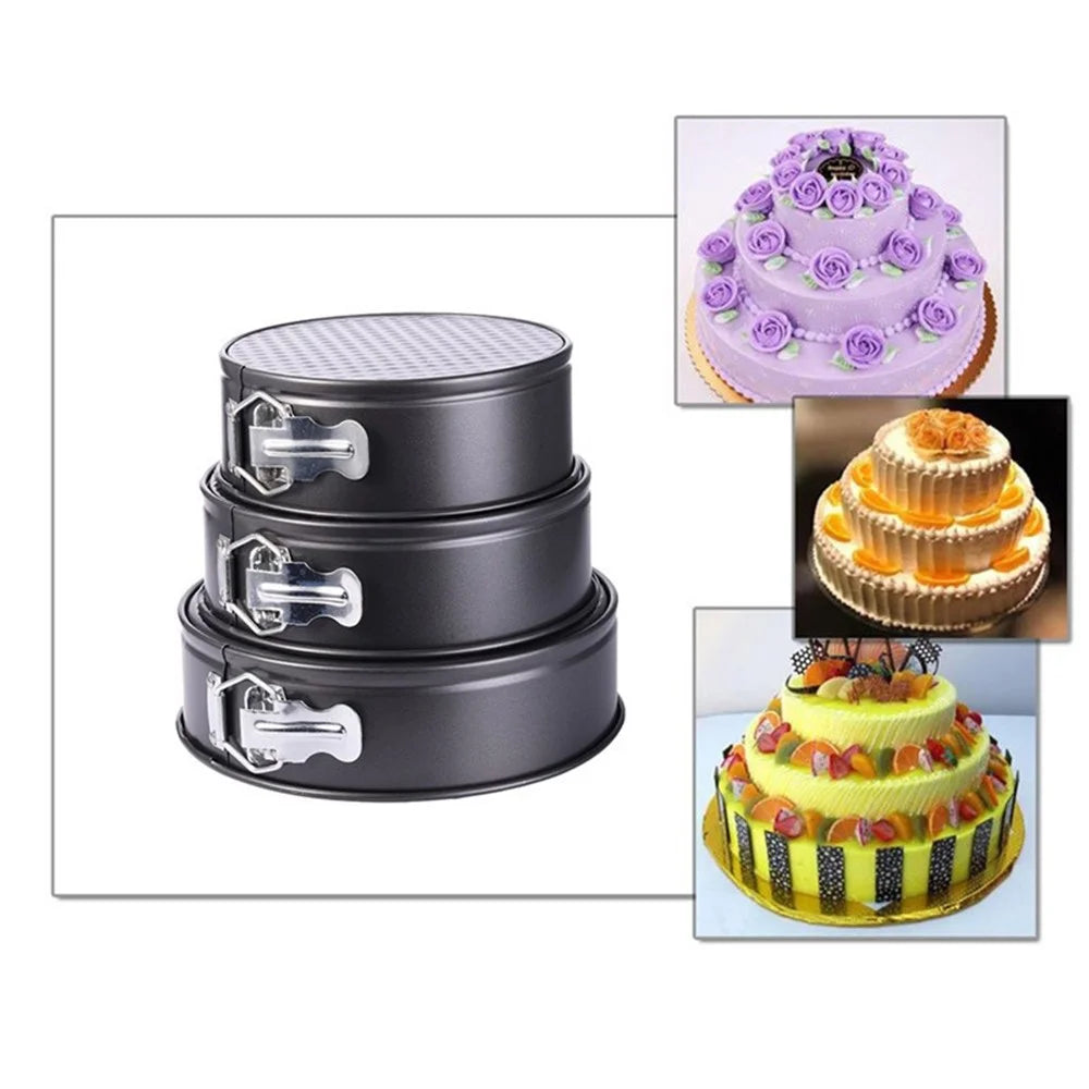 3 Pcs/Set 18/20/22cm Round Non-stick Lock Chiffon Mousse Cake Mold Maker - 2