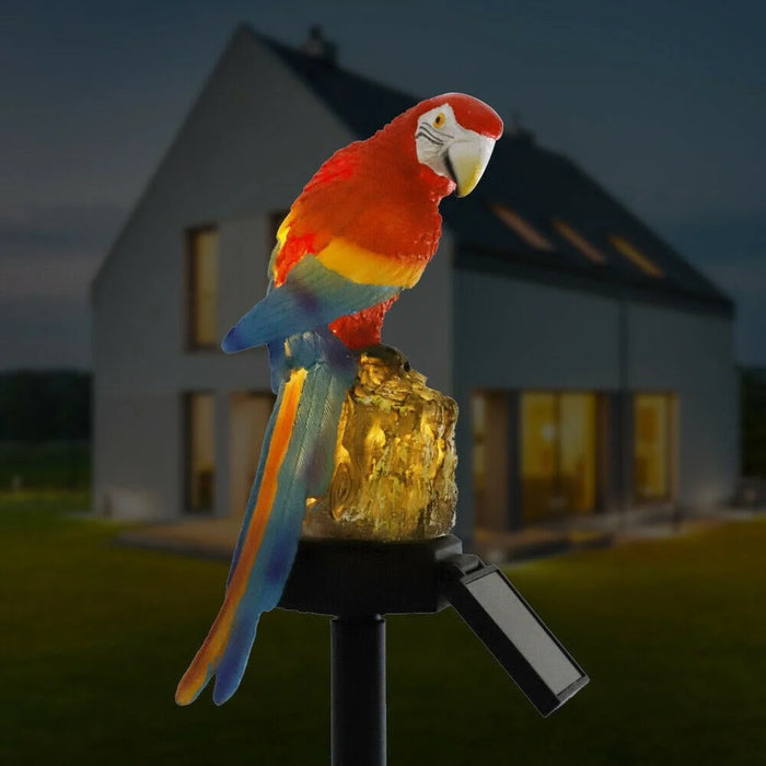 Modern Garden Decoration Resin Animal Solar Lamp - Red Parrot - 1