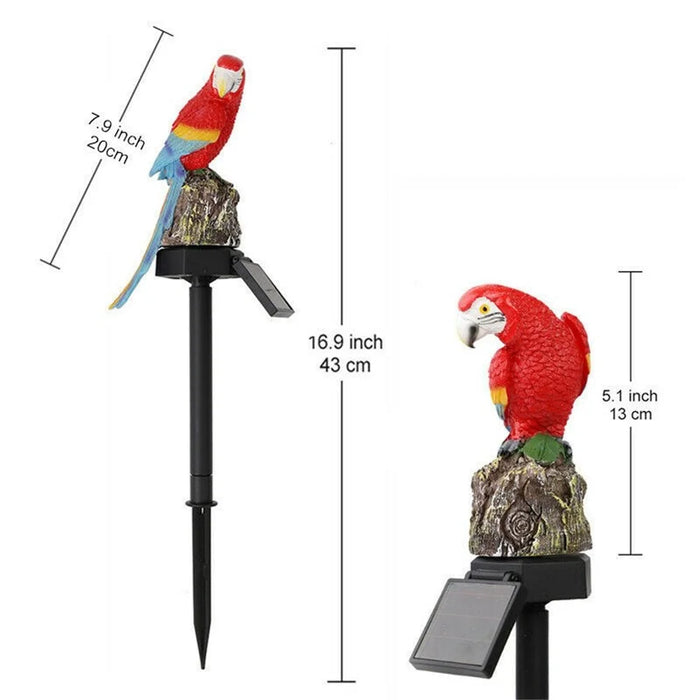 Modern Garden Decoration Resin Animal Solar Lamp - Red Parrot - 5