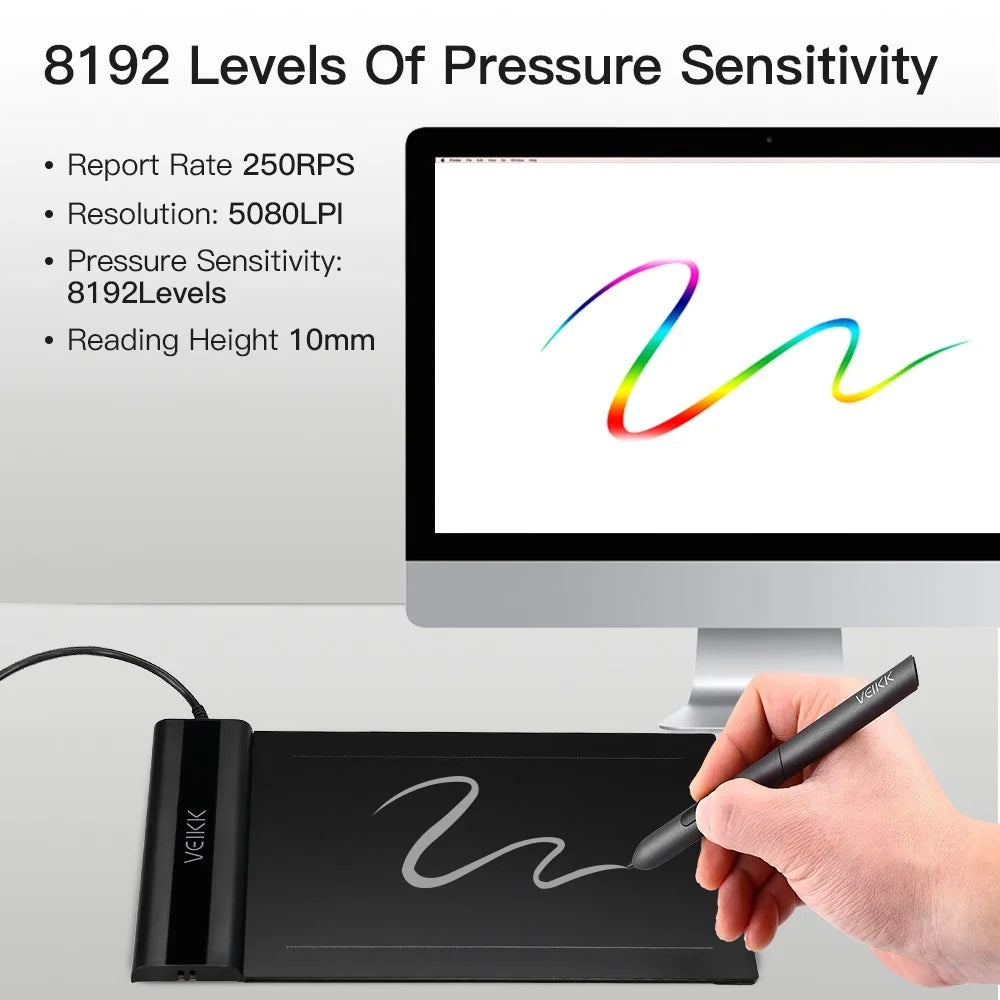 VEIKK S640 English Digital Drawing Tablet Sketchpad Electronic Drawing Board with Battery-free Stylus - 4
