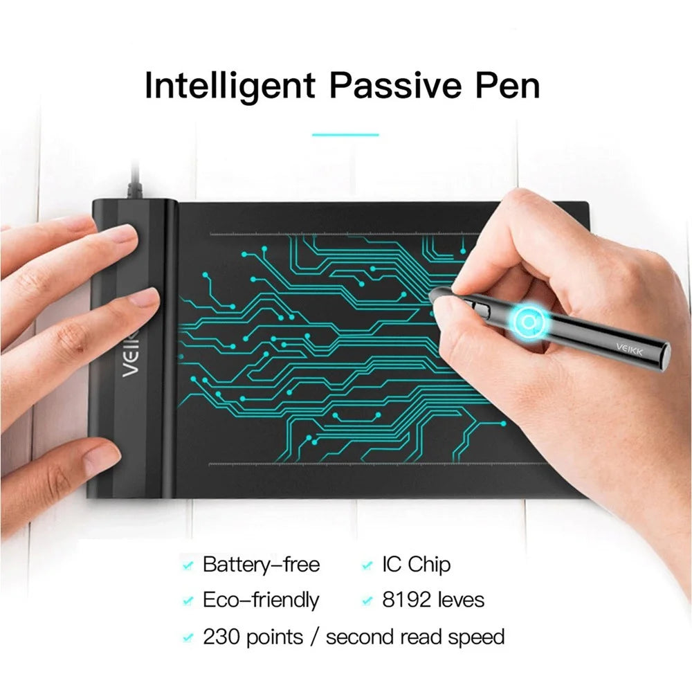 VEIKK S640 English Digital Drawing Tablet Sketchpad Electronic Drawing Board with Battery-free Stylus - 6