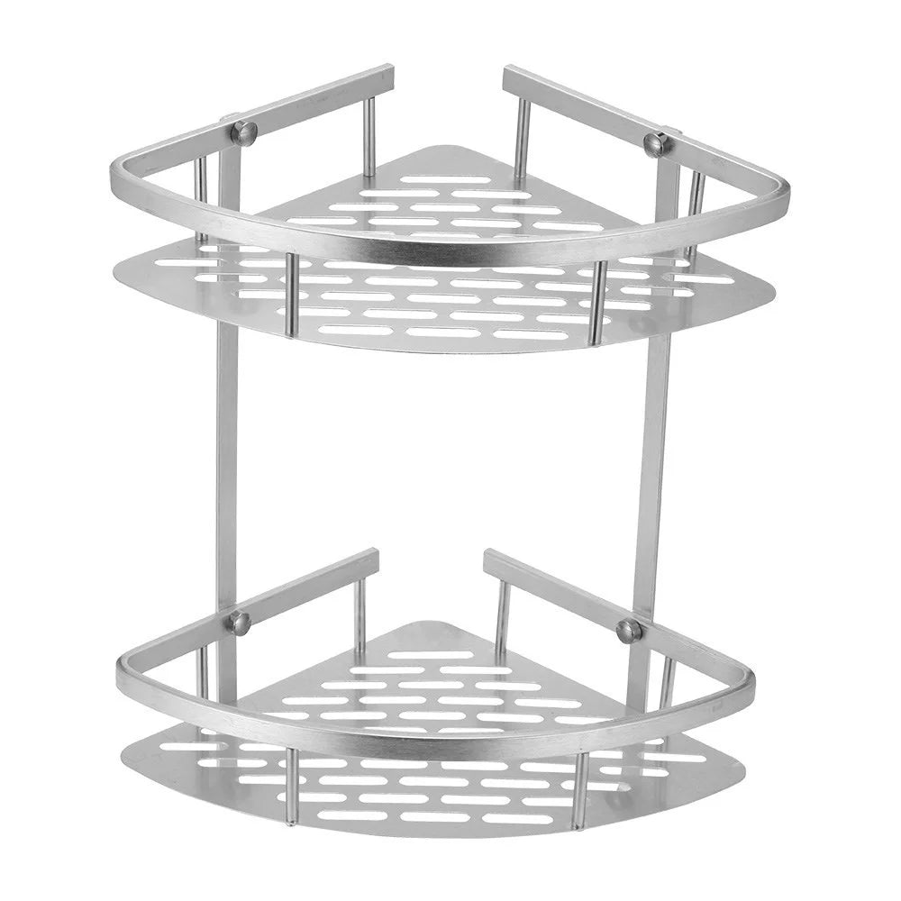 Aluminum Bathroom Double - layer Shelf Space Corner Shelf Triangle Storage Rack - 1