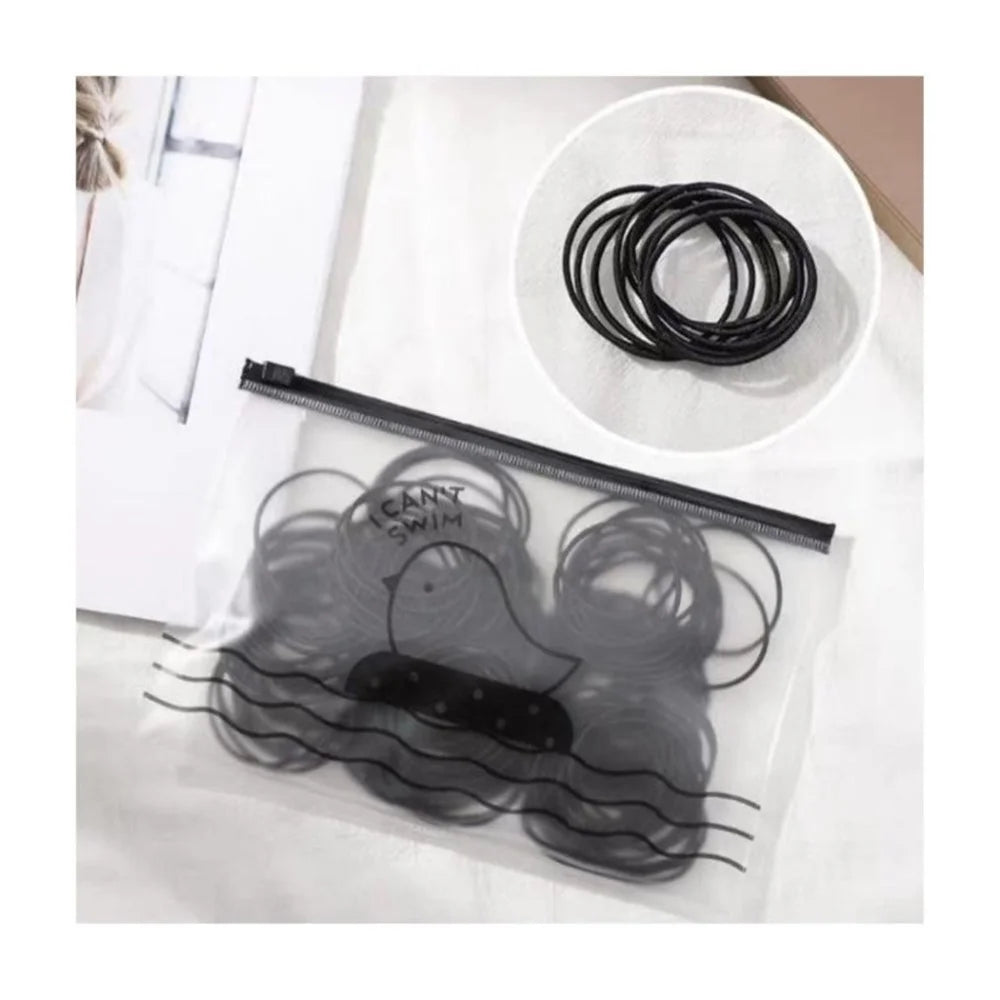 100Pcs/Bag Simple Elastic Headband for Girls Women Daily Use - Black - 1
