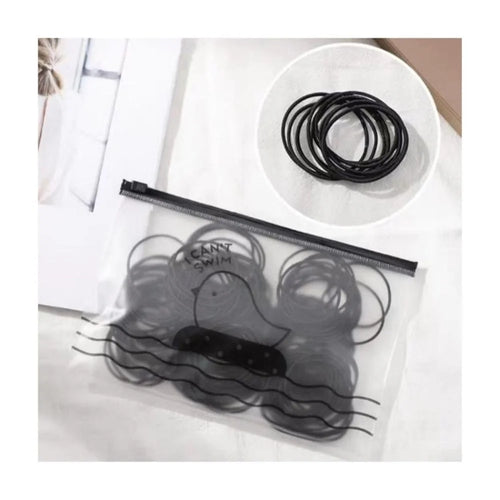 100Pcs/Bag Simple Elastic Headband for Girls Women Daily Use - Black - 1