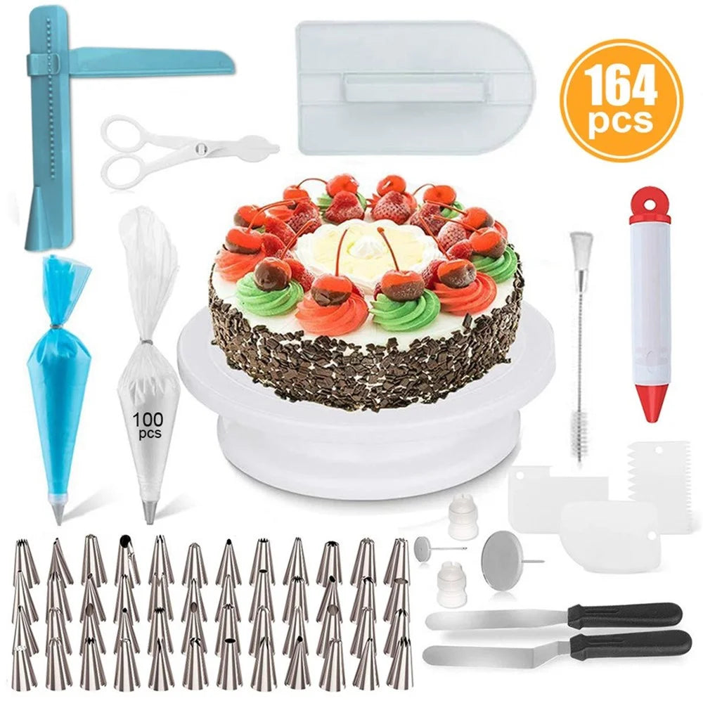 164 Pcs/Set DIY Baking Cake Home Kitchen Tool Turntable Set Practical Cake Nozzles - 2