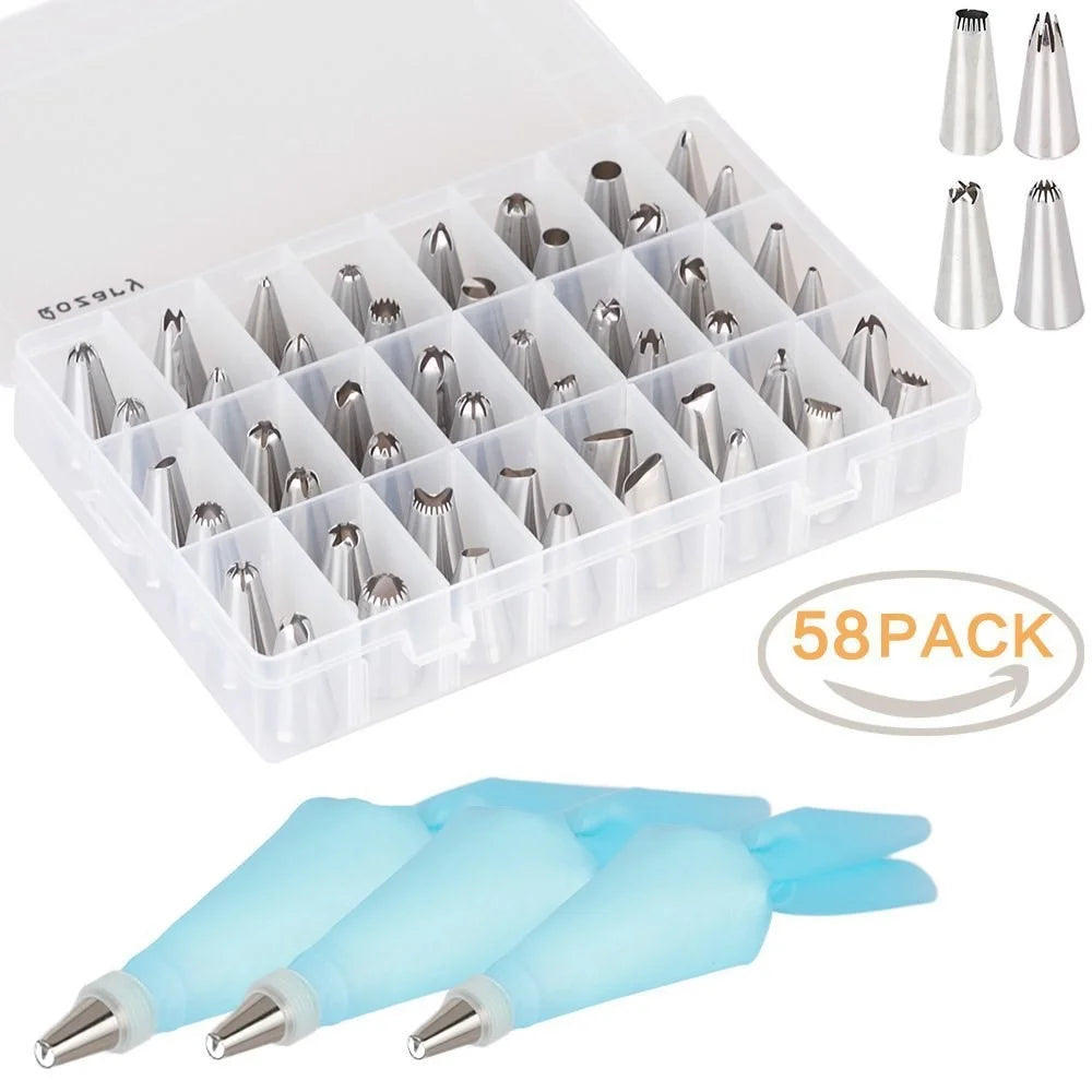 58 Pcs/Set Cake TPU Cream Bag Nozzle - 1