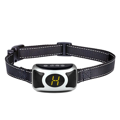 Dog Bark Collar Training Collar with LED Indicator - Silver - 1