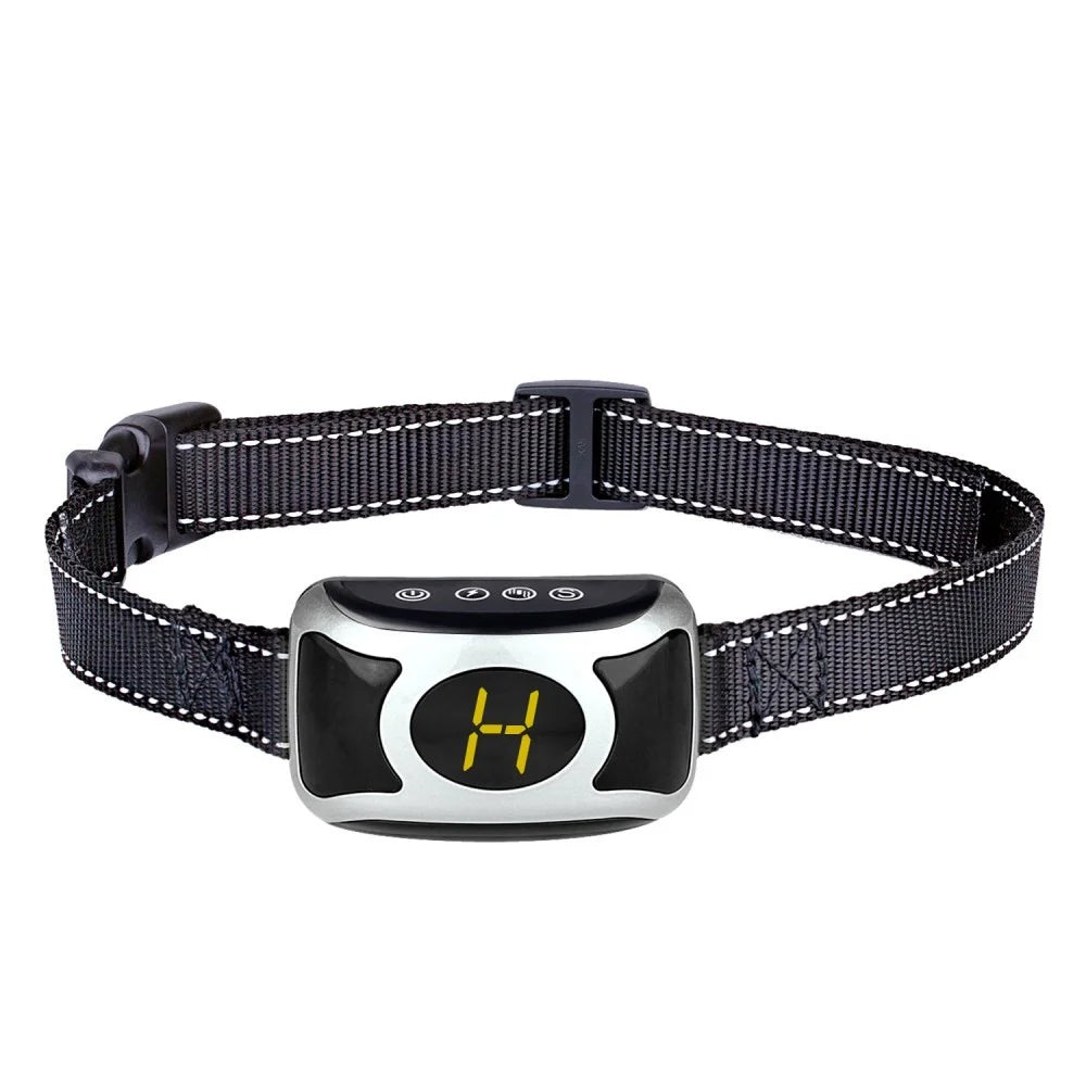 Dog Bark Collar Training Collar with LED Indicator - Silver - 1