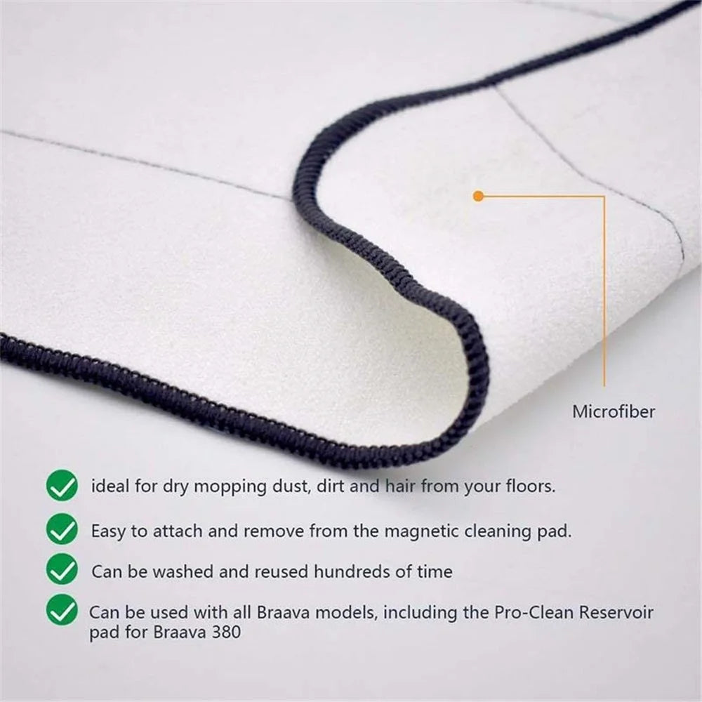 Wet Mopping Pad Dry Sweeping Pad Replacement for iRobot Braava 321 380 320 380t 390t Mint 5200C 5200 4200 4205 - White//10Pcs/Set - 4