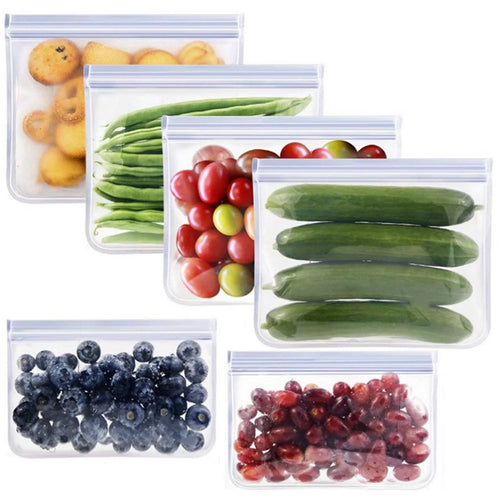 6 Pcs/Bag Transparent Fresh - keeping Bag Frosted EVA Refrigerator Food Storage Container Sealed Bag - 1