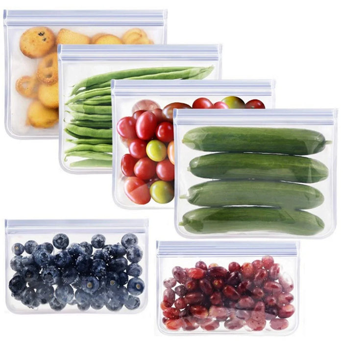 6 Pcs/Bag Transparent Fresh - keeping Bag Frosted EVA Refrigerator Food Storage Container Sealed Bag - 1