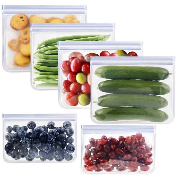 6 Pcs/Bag Transparent Fresh - keeping Bag Frosted EVA Refrigerator Food Storage Container Sealed Bag - 5