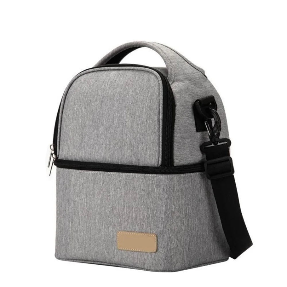 Double Decker Lunch Bag Insulated Baby Bottle Warmer Breast Milk Cooler - Light Grey - 1