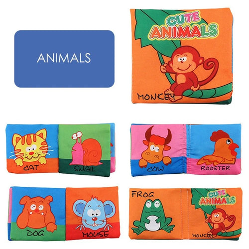 Tear-resistant Baby Soft Cloth Book Built-in Sound Paper Early Educational Toy - Animals - 1