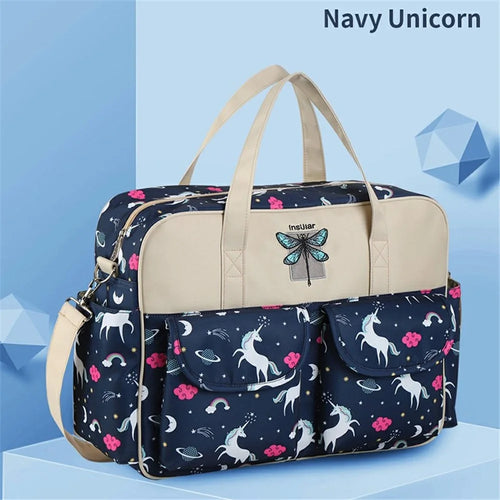 Large Capacity Diaper Bag Handbag Maternity Baby Stroller Mother Changing Bag - Navy Unicorn - 1