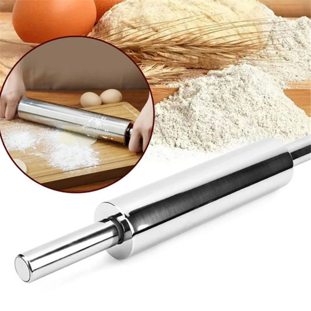 Stainless Steel Rolling Pin Non-stick Pastry Dough Baking Kitchen Tool-Style D - 30cm - 1