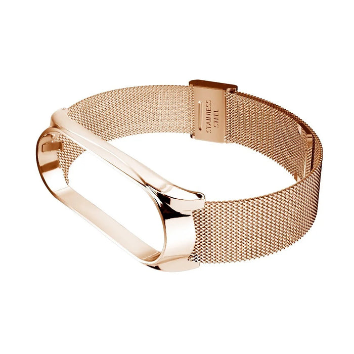 Stainless Steel Wrist Strap for Xiaomi Mi Band 5/5 NFC, Replacement Clasp Watchband - Gold - 3