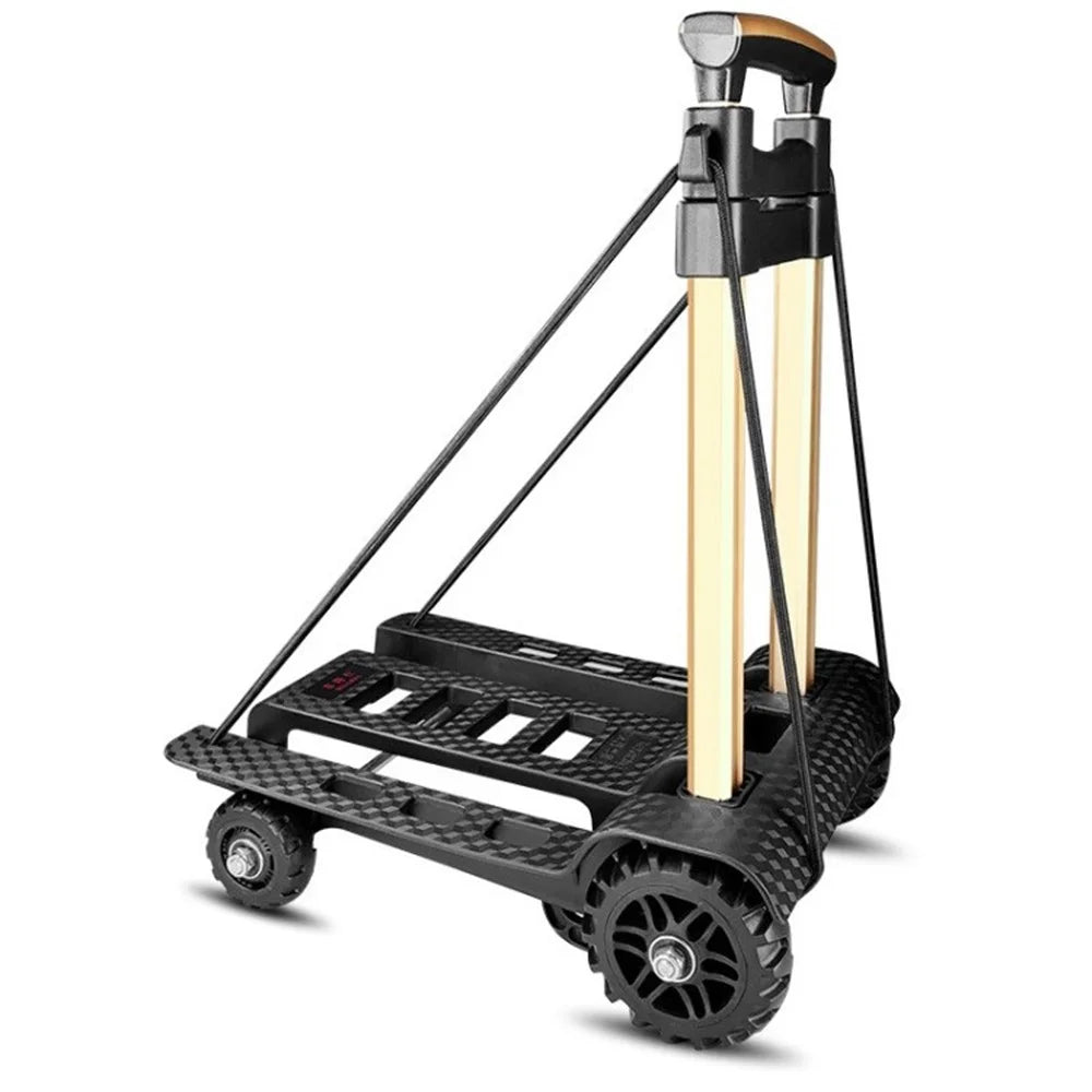 Portable Travel Trailer Aluminum Alloy Car Folding Luggage Cart with Silent Wheels Shopping Cart - 1