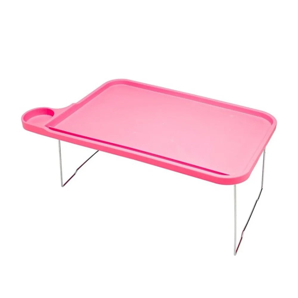 Foldable Portable Tablet Desk Computer Notebook Laptop Stand Food Tray for Bed Sofa - Pink - 1