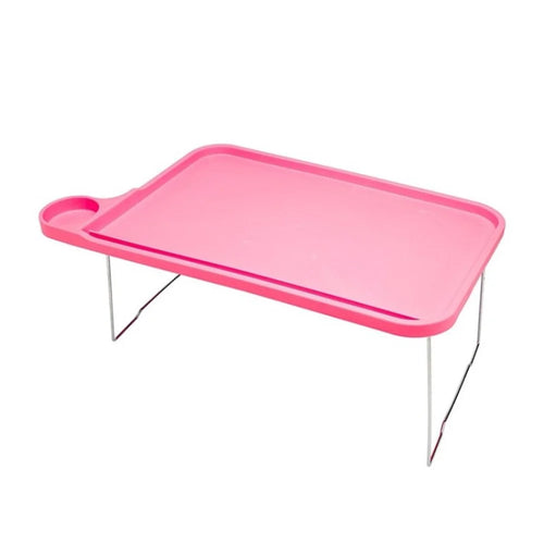 Foldable Portable Tablet Desk Computer Notebook Laptop Stand Food Tray for Bed Sofa - Pink - 1