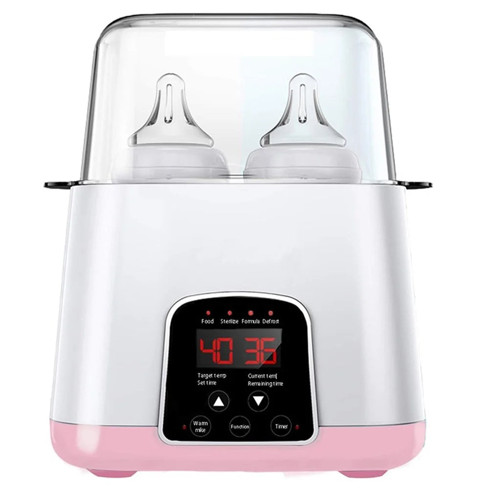 Baby Bottle Warmer 4-in-1 Multi-functional Milk Heater Steam Sterilizer - Pink / US Plug - 1